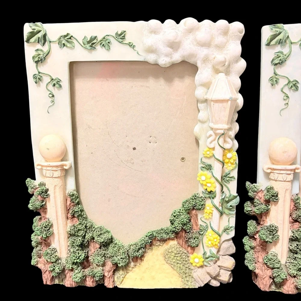 Vintage Wal-Mart Garden Path 3D Resin Picture Frames Set of 2 Cottagecore 5x7